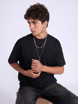 Printed Loose Fit T-Shirt- black