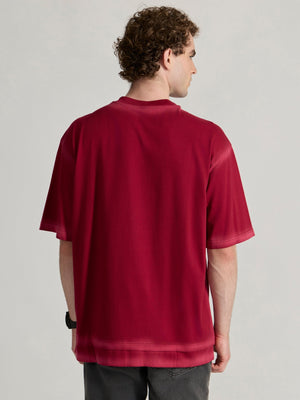 Lona - Fade Effect Baggy T-Shirt - Ruby Red - Espanshe