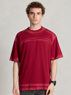 Men's printed baggy T-Shirt in ruby red