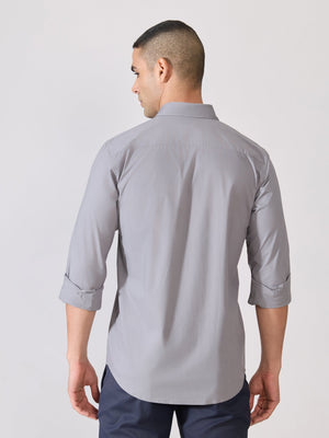 Valerius - Trim Fit Poplin Shirt - Grey - Espanshe