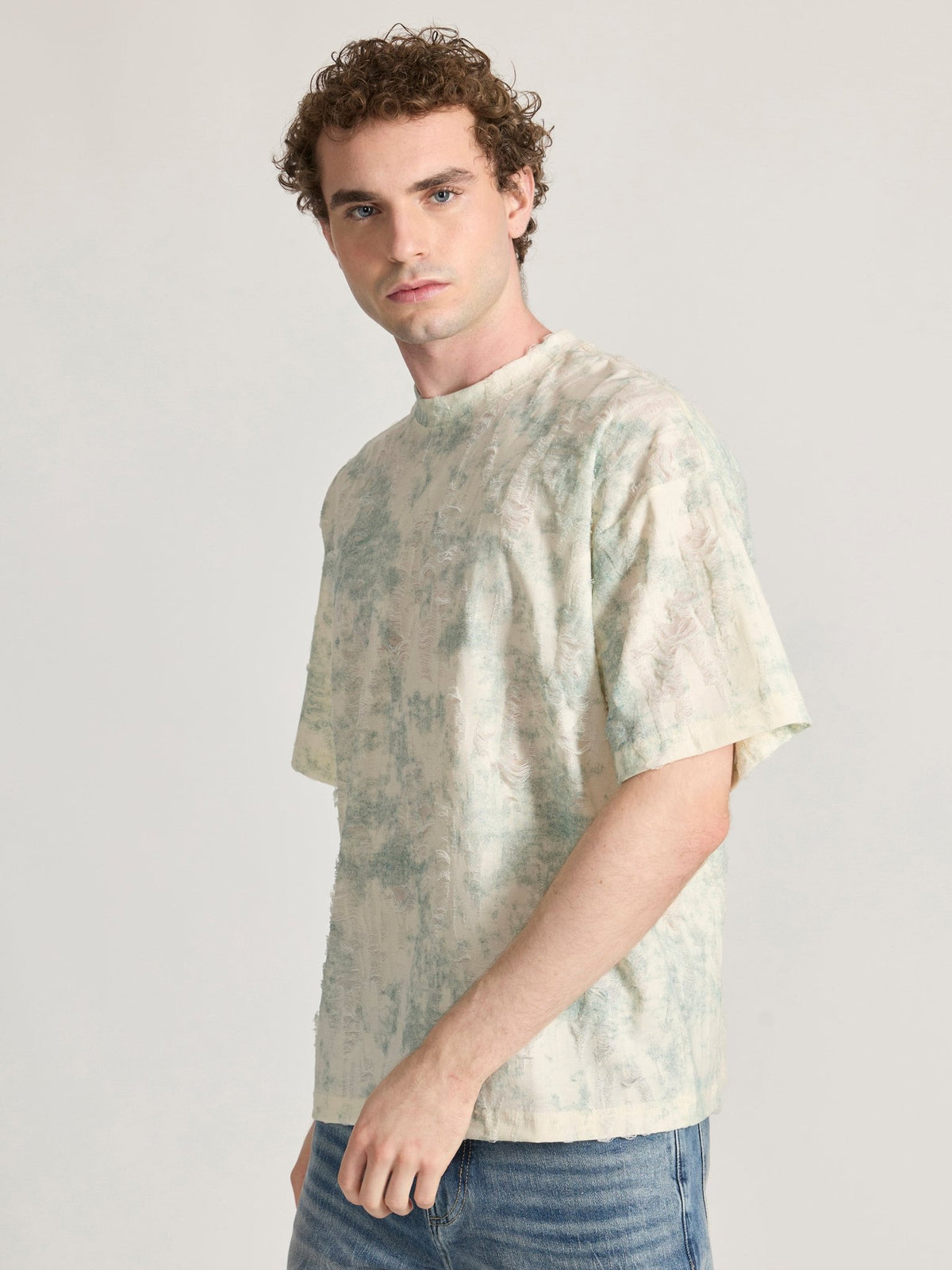 Galloway - Distressed Oversized T-Shirt - Green - Espanshe