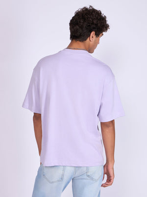 Trace - Bermuda Triangle Printed Loose Fit T-Shirt - Lavender - Espanshe