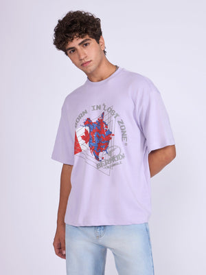 Trace - Bermuda Triangle Printed Loose Fit T-Shirt - Lavender - Espanshe