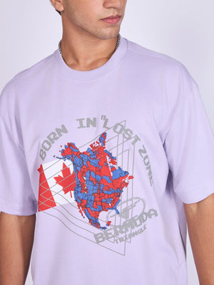 Trace - Bermuda Triangle Printed Loose Fit T-Shirt - Lavender - Espanshe