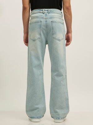 men's Fernando Flared Fit Jeans in Blue Shade.