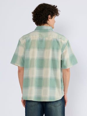 Orvar - Half Sleeve Checks Shirt - Green - Espanshe