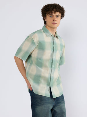 Orvar - Half Sleeve Checks Shirt - Green - Espanshe