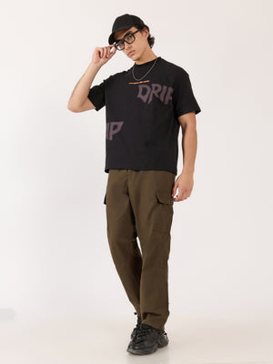 Men's Printed Loose Fit T-Shirt in black