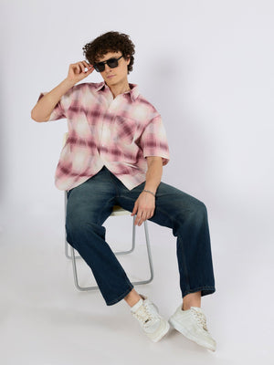 Orvar - Half Sleeve Checks Shirt - Pink - Espanshe