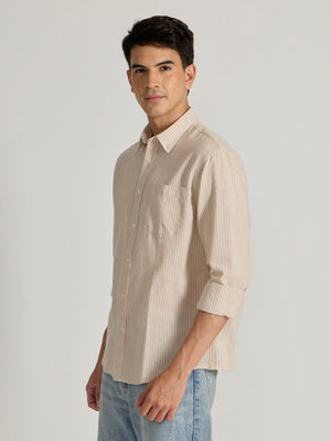 men wearing Light pink Striped Shirt