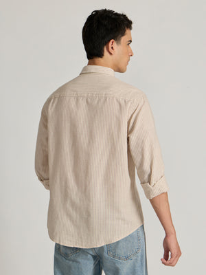 men wearing Light pink Striped Shirt