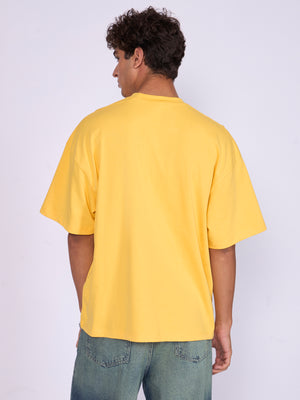 Men's Printed Baggy T-Shirt - Yellow