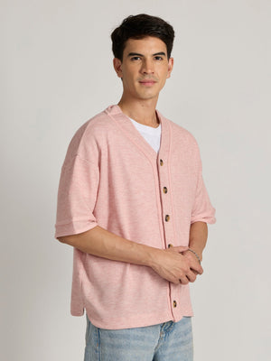 Jovanti - Loose Fit Baseball Shirt - Pink - Espanshe