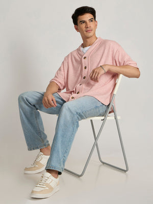 Jovanti - Loose Fit Baseball Shirt - Pink - Espanshe