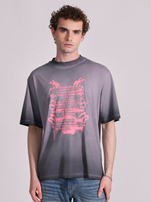 Men's printed baggy T-Shirt in grey