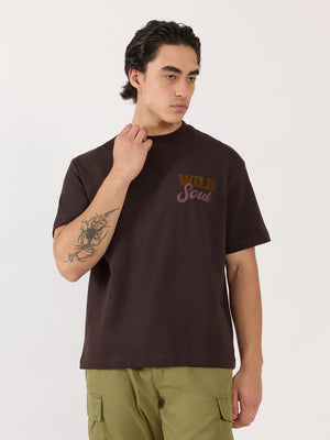 Sheldon - Wild Soul Graphic Dark Brown Loose Fit T-Shirt - Espanshe