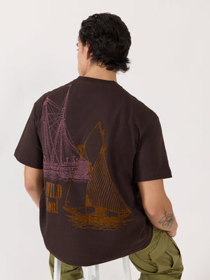 Sheldon - Wild Soul Graphic Dark Brown Loose Fit T-Shirt - Espanshe