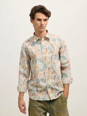 Westley - Regular Floral Printed Shirt - Blue Green - Espanshe