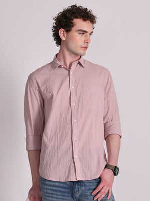 Dashiell - Crinkled Checked Shirt - Light Pink - Espanshe