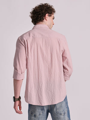 Dashiell - Crinkled Checked Shirt - Light Pink - Espanshe