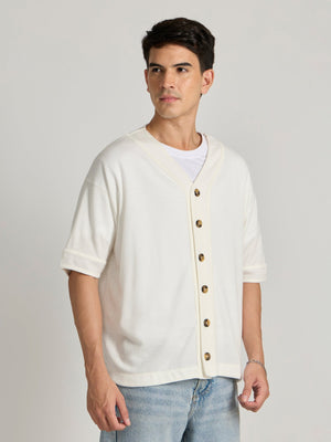 Jovanti - Loose Fit Baseball Shirt - White - Espanshe