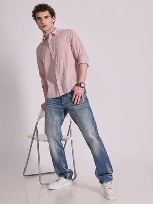 Dashiell - Crinkled Checked Shirt - Light Pink - Espanshe