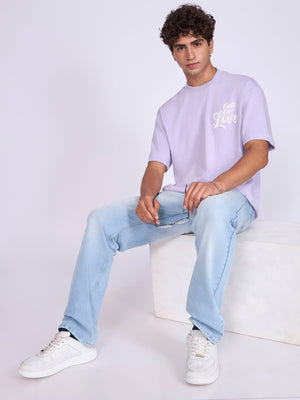 Trace - Full Of Love Printed Loose Fit T-Shirt - Lavender - Espanshe