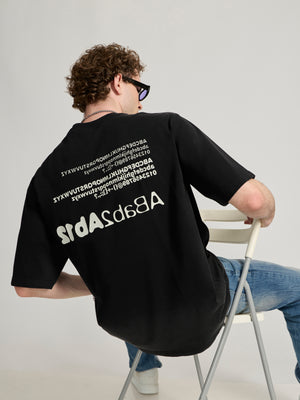 Men's printed baggy T-Shirt in black