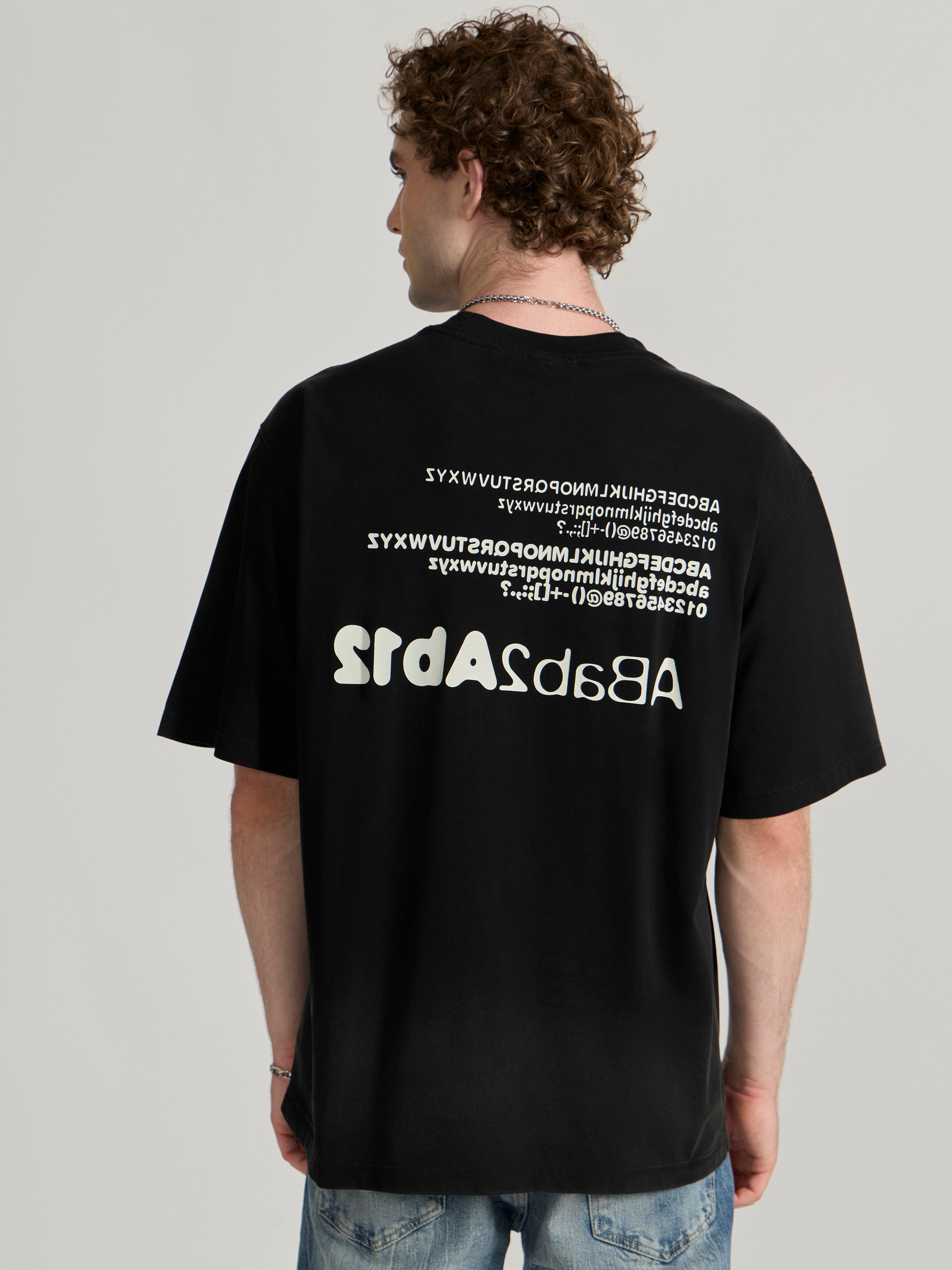 Men's printed baggy T-Shirt in black