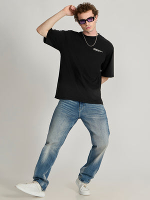 Men's printed baggy T-Shirt in black