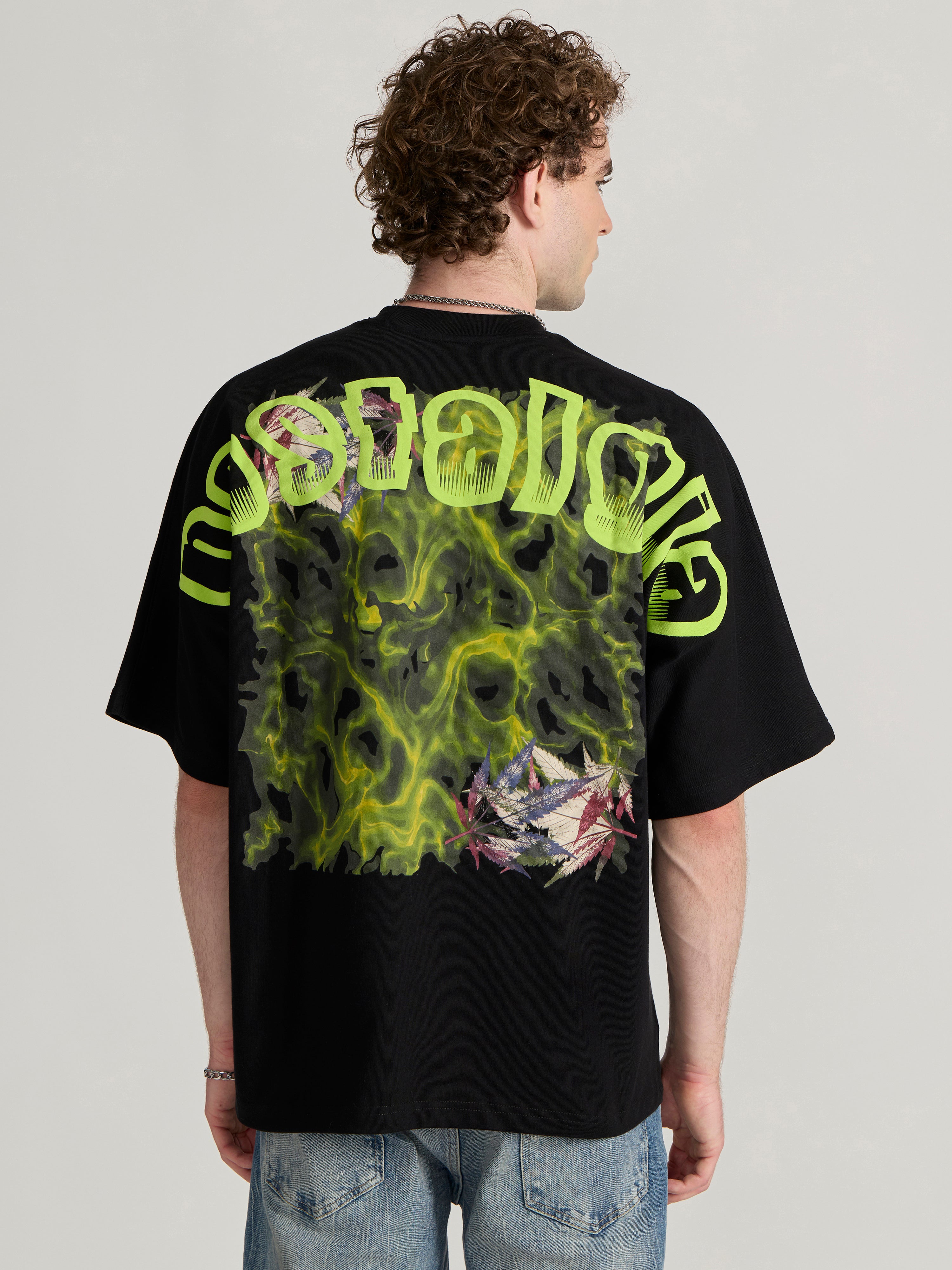 Men's Printed black Baggy T-Shirt