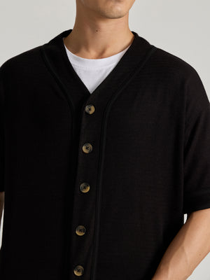 Men's Loose Fit Baseball Shirt - black