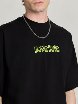 Nostalgia Printed Black Baggy T-Shirt - Espanshe