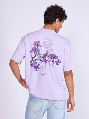Printed Loose Fit T-Shirt- lavender