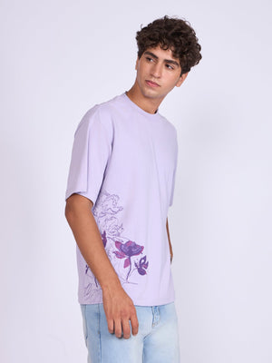 Trace - Respect Existence Printed Loose Fit T-Shirt - Lavender - Espanshe