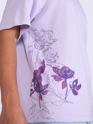 Printed Loose Fit T-Shirt- lavender