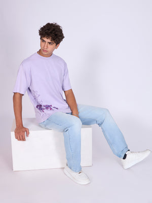 Printed Loose Fit T-Shirt- lavender