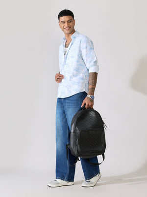 Nefilo - Oxford Printed Shirt - Sky Blue - Espanshe