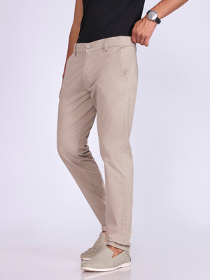 Men's Skinny Fit Cotton Pant in Sand