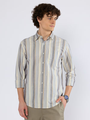 Mens' Striped Shirt in Beige
