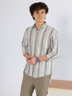 Mens' Striped Shirt in Beige