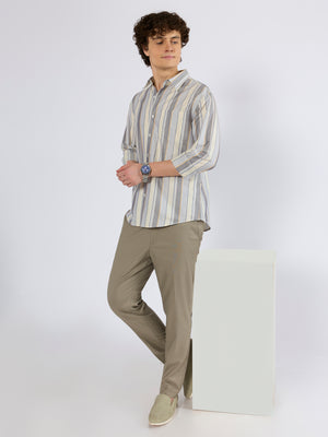 Mens' Striped Shirt in Beige