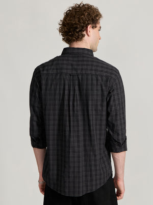 Men's Relaxed Fit Checks Shirt - black