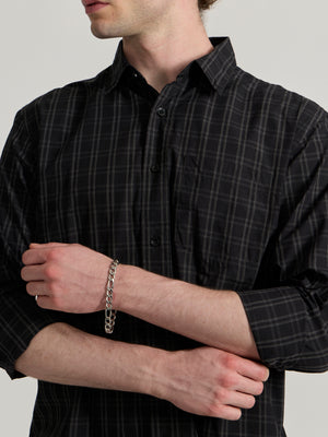Men's Relaxed Fit Checks Shirt - black