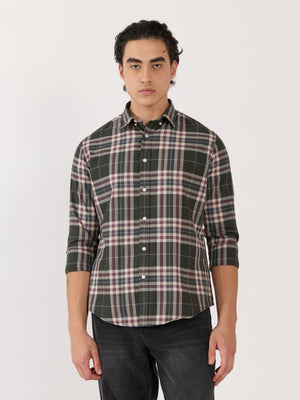 Men's Turkish Fit Checked Shirt - green
