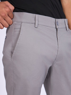 Men's Skinny Fit Cotton Pant in Light Gray