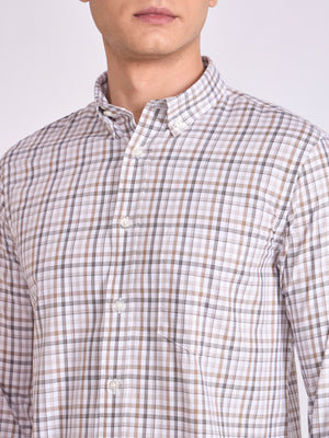 Men's Checkered Shirt in Light brown