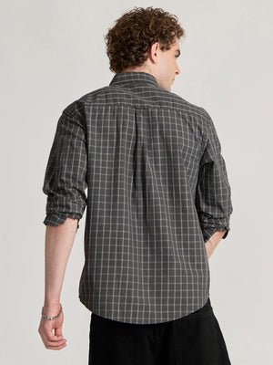Torsten - Relaxed Fit Checks Shirt - Dark Grey - Espanshe