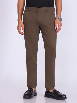 Men's Skinny Fit Cotton Pant in Espresso Brown