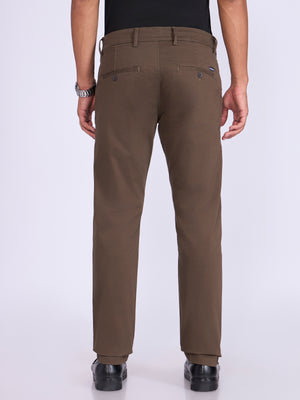 Men's Skinny Fit Cotton Pant in Espresso Brown